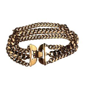 Monet Womens Gold Tone Metal Multi-Strand Chain Bracelet Vintage Design
